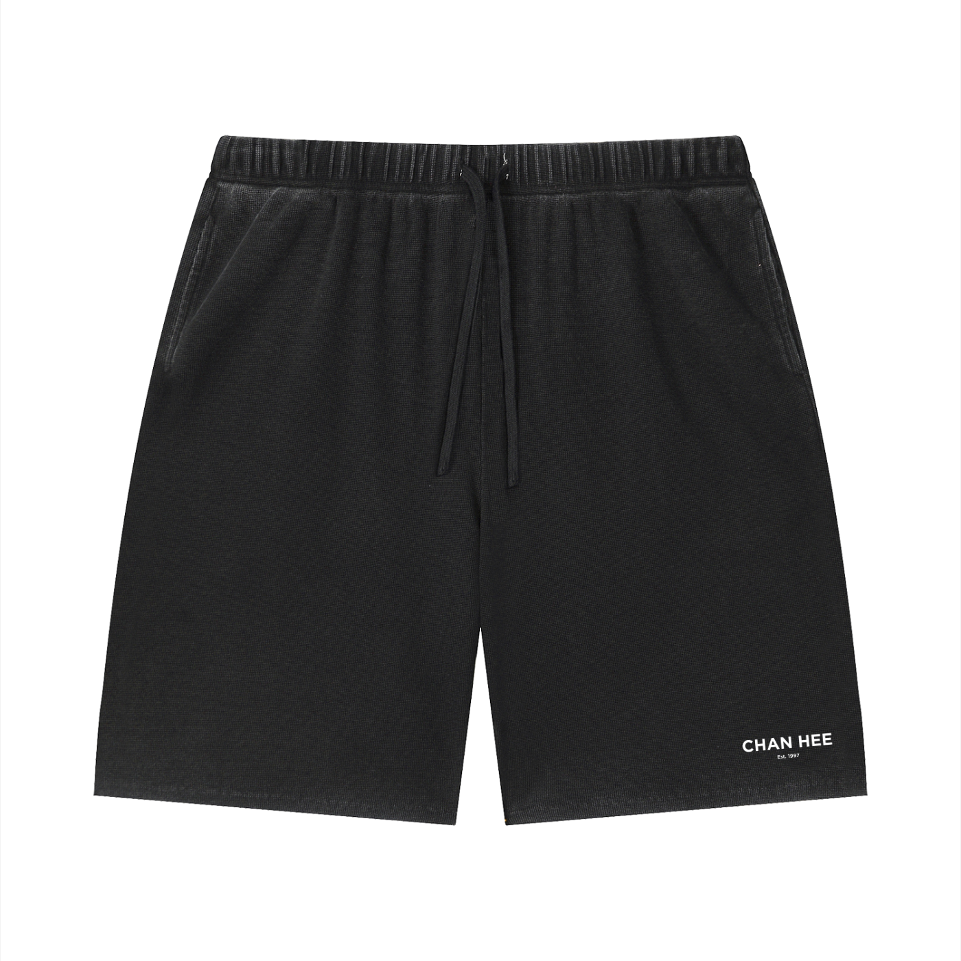 CHAN HEE Vintage Wash Waffle Raw Shorts