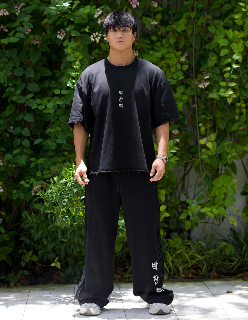 CHAN HEE Raw Wide Leg Sweat Pants